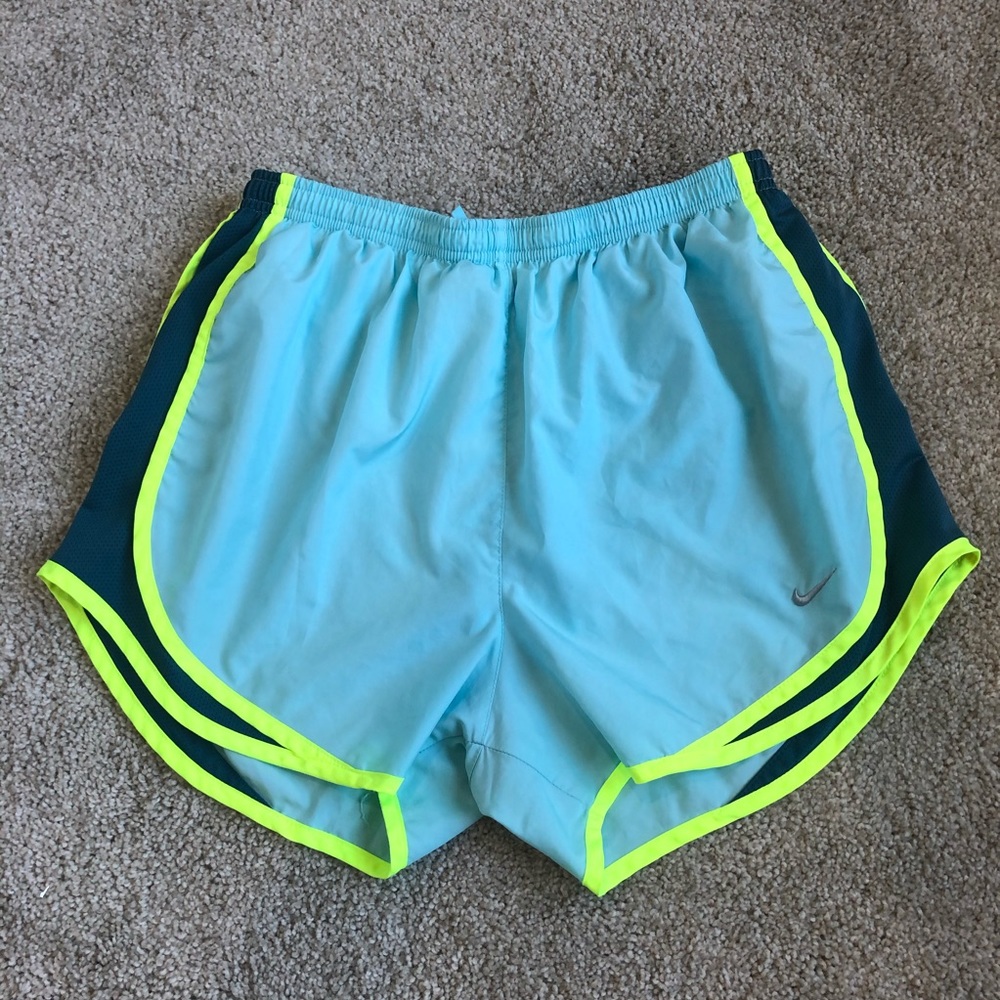 Teal & Neon green Nike Tempo shorts